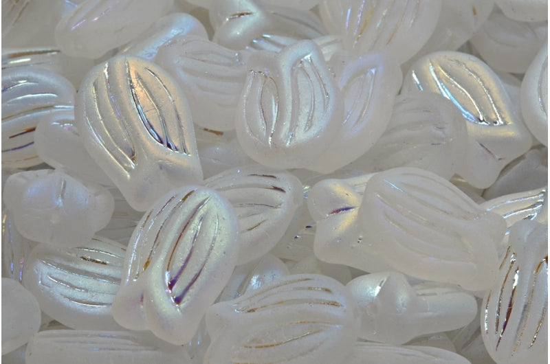 Mini Tulip Beads, Crystal Matte Ab Full (2X Side) (00030-84100-28703), Glass, Czech Republic