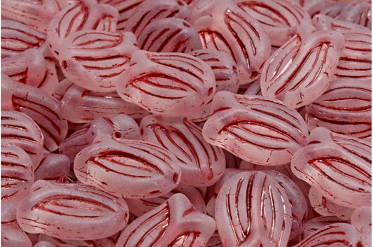 Perles En Verre Tulipes Miniatures - 10 G, 16 X 11 Mm, Rose Mat 28103, Verre De Bohême