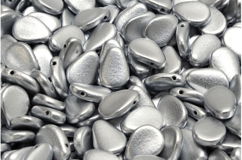 Anemone Petal Beads, Crystal Silver Matte (00030-01700), Glass, Czech Republic