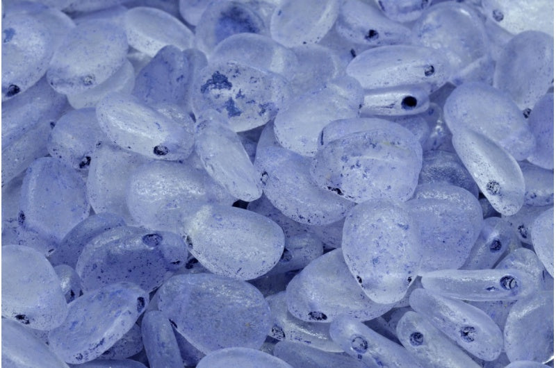 Anemone Petal Beads, Crystal Etched Blue Lined (00030-ETCH-54325), Glass, Czech Republic