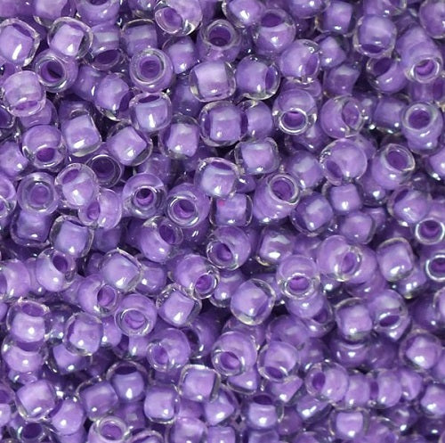 TOHO ラウンドシードビーズ ロカイユ 内側カラークリスタル 藤色ライン入り (#935) ガラス製 日本製
