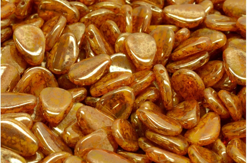 Anemone Petal Beads, Orange Terracotta Violet (81240-15496), Glass, Czech Republic