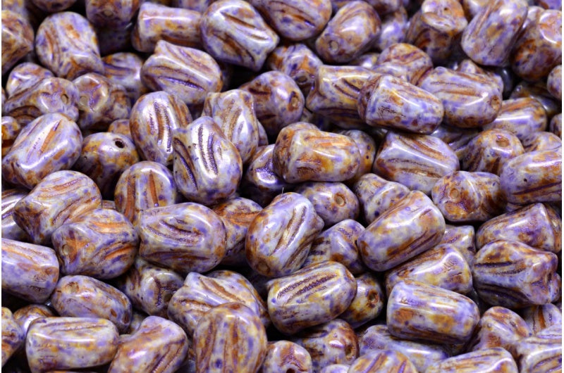 Mini Tulip Beads, White 65328 (02010-65328), Glass, Czech Republic