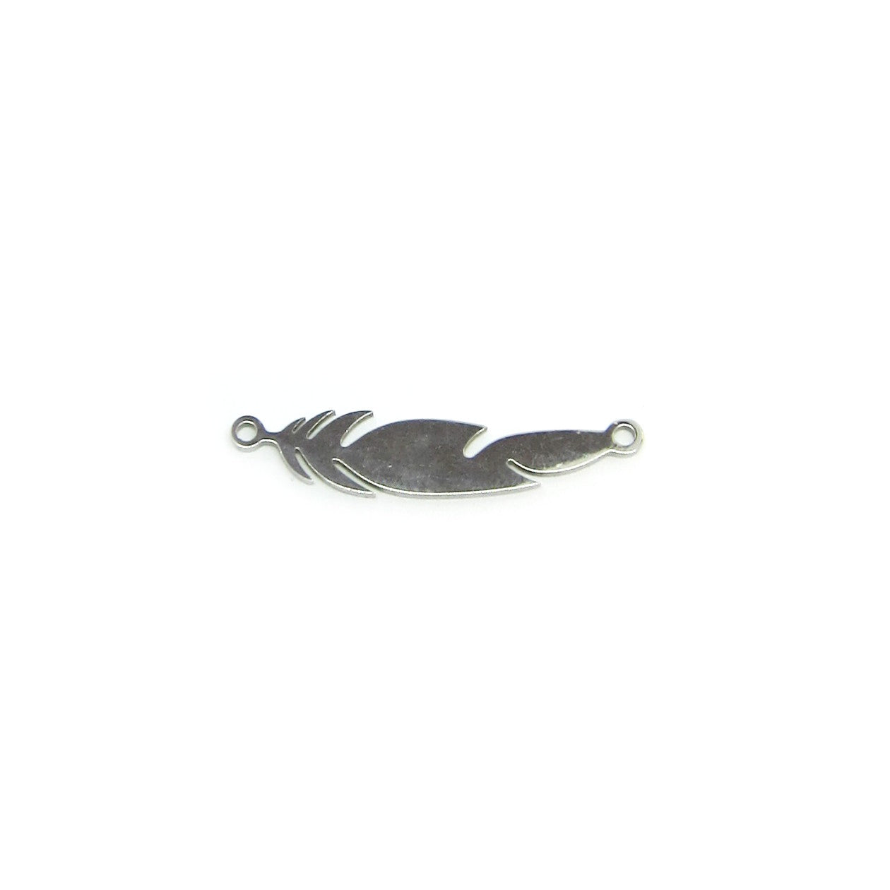 Decorative part - feather, approx. 28x6x1 mm, Stainless Steel 304