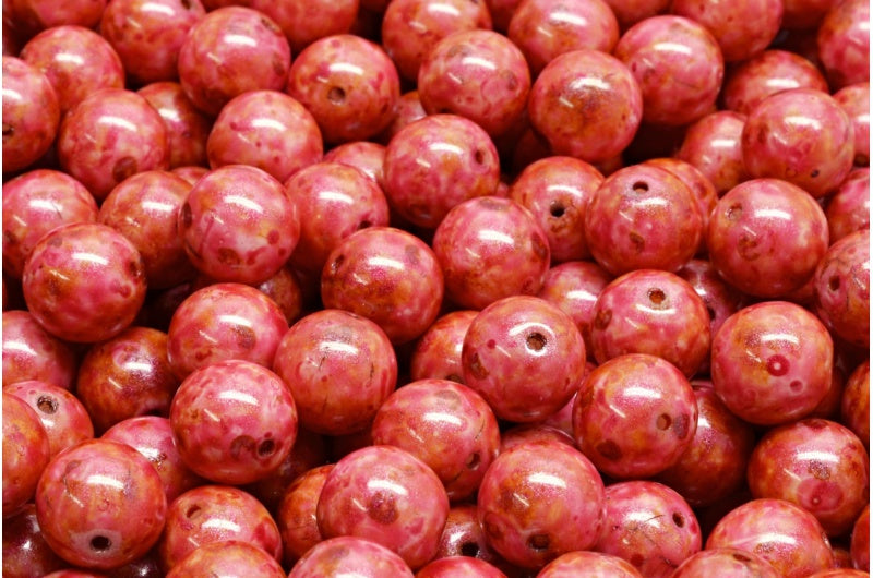 圆珠珠,白玫瑰光泽斑点 (02010-65327),玻璃,捷克共和国