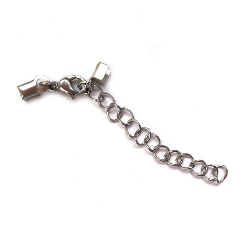End caps with Lobster Clasp and extension chain, Stainless Steel 304