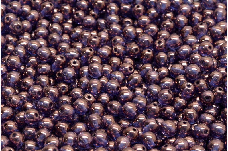 ラウンドドラックビーズ、クリスタルパープル(00030-15726)、ガラス、チェコ共和国