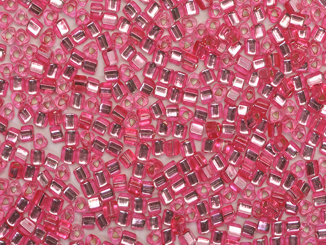 Wholesale (1kg / 500g) Preciosa Ornela Triangle, Triangle Hole, Loose, Pink Dyed Crystal, Silver Lined (08277), Glass, Czech Republic, OUTLET
