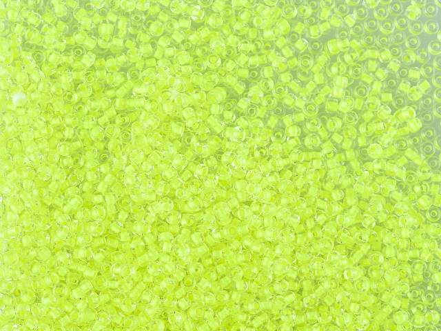 Wholesale (1kg / 500g) Preciosa Ornela Seed Beads Coated, Round Hole, Mat, Loose, Crystal, Neon Yellow Lined (08786), Glass, Czech Republic, OUTLET