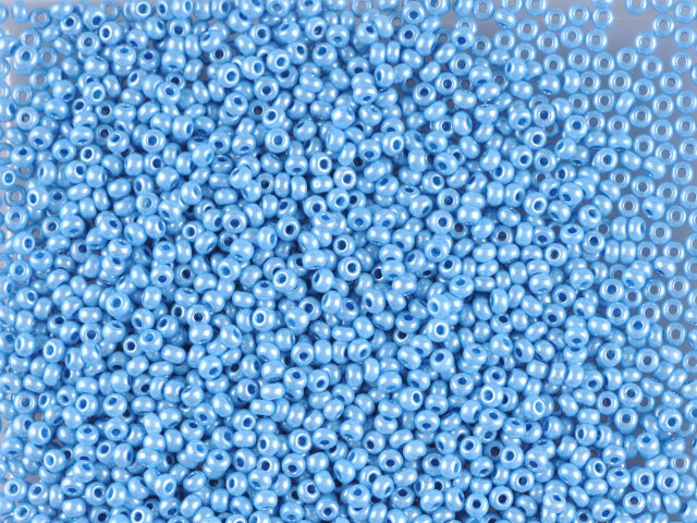 1 kg プレシオサ オルネラ シードビーズ コーティング済み、丸穴、ルース、ブルーメタリック染色チョークホワイト、スフィンクス (16536)、ガラス、チェコ共和国、アウトレット