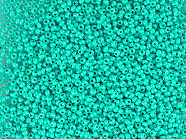 1 kg Preciosa Ornela Seed Beads Coated, Round Hole, Loose, Dark Green Intensive Dyed Chalkwhite (16A58), Glass, Czech Republic, OUTLET