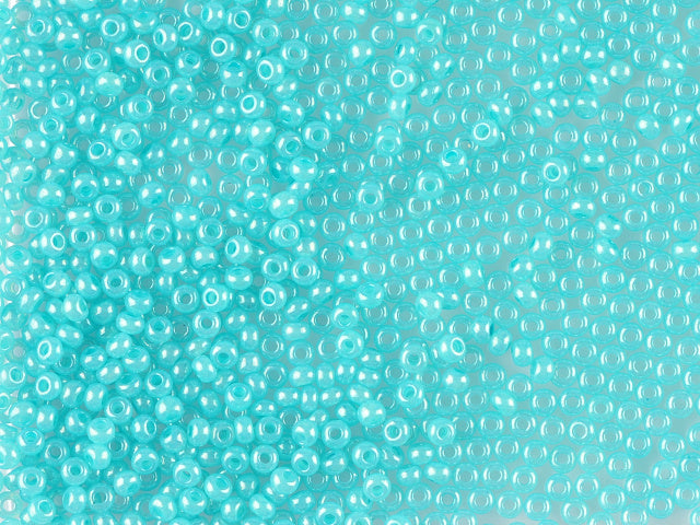 1 kg Preciosa Ornela Seed Beads Coated, Round Hole, Loose, Green Dyed Alabaster, Lustered (17158), Glass, Czech Republic, OUTLET