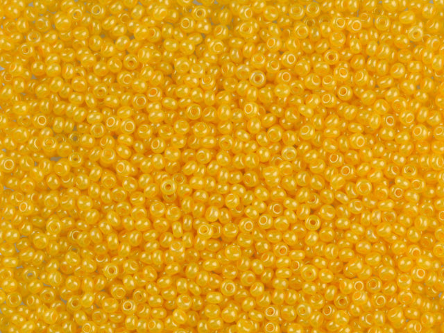 Wholesale (1kg / 500g) Preciosa Ornela Seed Beads Coated, Round Hole, Loose, Yellow Dyed Alabaster, Lustered (17183), Glass, Czech Republic, OUTLET