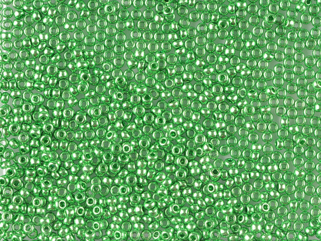 1 kg Preciosa Ornela Seed Beads Coated, Round Hole, Loose, Green Metallic (18356), Glass, Czech Republic, OUTLET