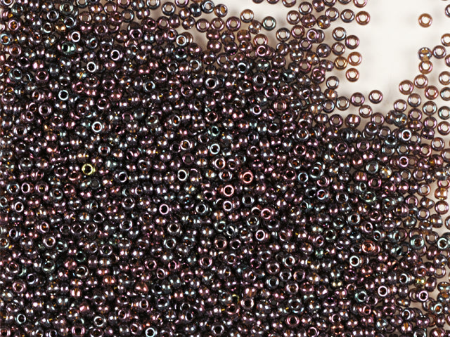 Wholesale (1kg / 500g) Preciosa Ornela Seed Beads Coated, Round Hole, Loose, Dark Topaz, Bronze Blue Iris (19135), Glass, Czech Republic, OUTLET