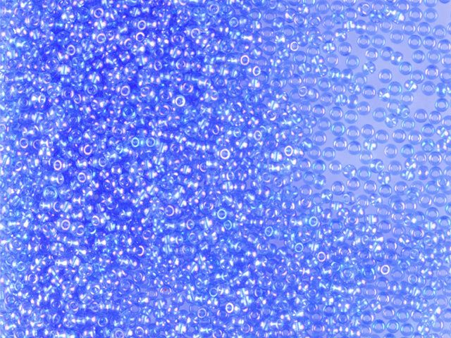 1 kg Preciosa Ornela Seed Beads Coated, Round Hole, Mat, Loose, Lt. Sapphire, Rainbow (31030), Glass, Czech Republic, OUTLET