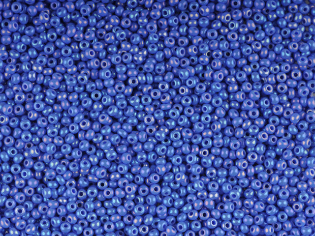 1 kg プレシオサ オルネラ シードビーズ コーティング 丸穴 ルース 不透明ブルー レインボー (34040) ガラス チェコ共和国 アウトレット
