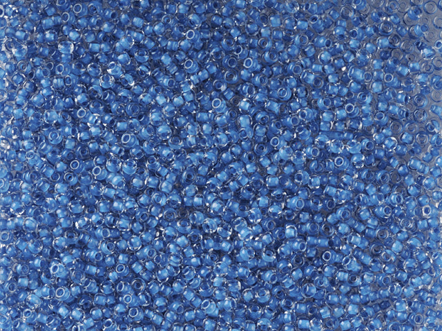1 kg Preciosa Ornela Seed Beads Coated, Round Hole, Loose, Crystal, Colour Lined Blue (38338), Glass, Czech Republic, OUTLET