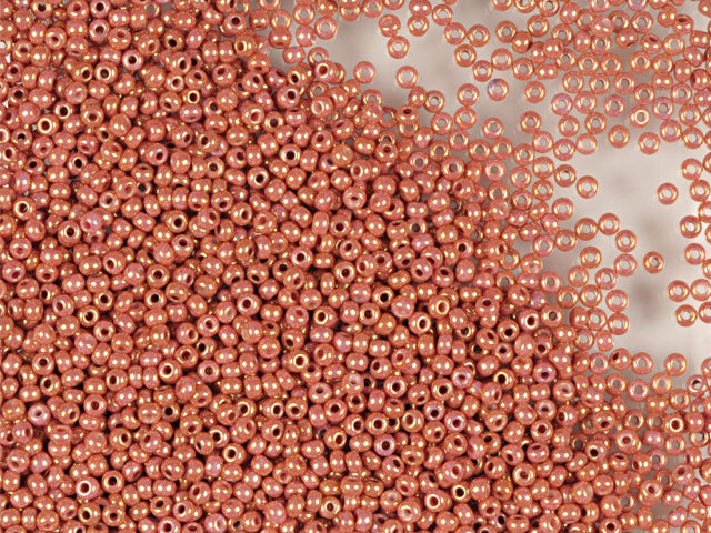 1 kg Preciosa Ornela Seed Beads Coated, Round Hole, Loose, Chalkwhite, Rose Lustered (46095), Glass, Czech Republic, OUTLET