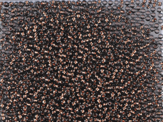1 kg Preciosa Ornela Seed Beads Coated, Square Hole, Loose, Transp. Grey, Copper Lined (49010), Glass, Czech Republic, OUTLET