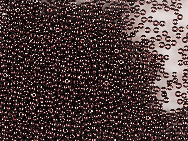 1 kg Preciosa Ornela Seed Beads Coated, Round Hole, Loose, Black, Lila Lustered (49095), Glass, Czech Republic, OUTLET
