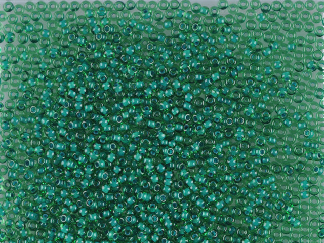 1 kg プレシオサ オルネラ シードビーズ コーティング済み、丸穴、ばら売り、透明ライトグリーン、カラーライン入りグリーン (50105)、ガラス、チェコ共和国、アウトレット