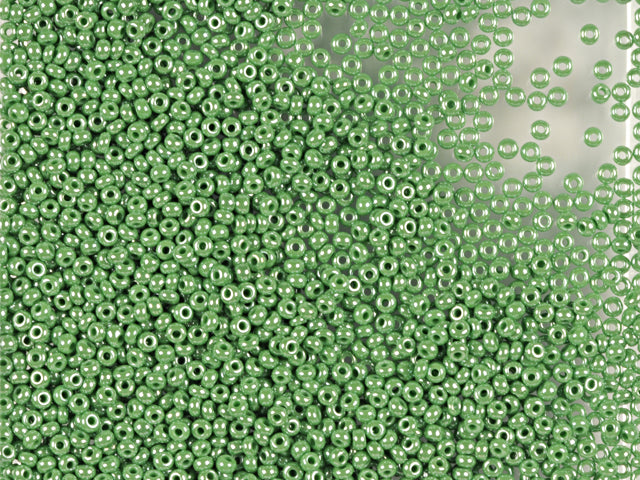 Wholesale (1kg / 500g) Preciosa Ornela Seed Beads Coated, Round Hole, Loose, Opaque Green, Sfinx (58250), Glass, Czech Republic, OUTLET