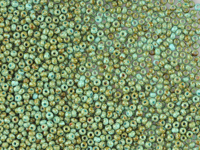 Wholesale (1kg / 500g) Preciosa Ornela 2-Cut Rocaille, Loose, Travertine On Turquoise (69930), Glass, Czech Republic, OUTLET