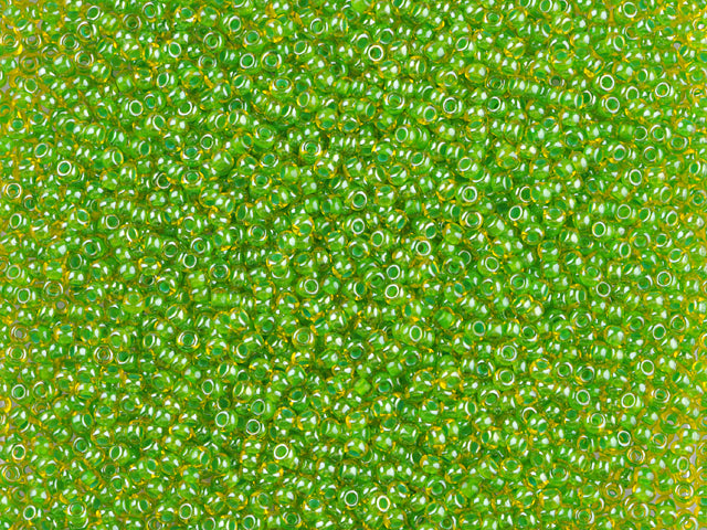 Wholesale (1kg / 500g) Preciosa Ornela Seed Beads Coated, Round Hole, Loose, Transp. Yellow Amber, Colour Lined Blue, Sfinx (81012), Glass, Czech Republic, OUTLET