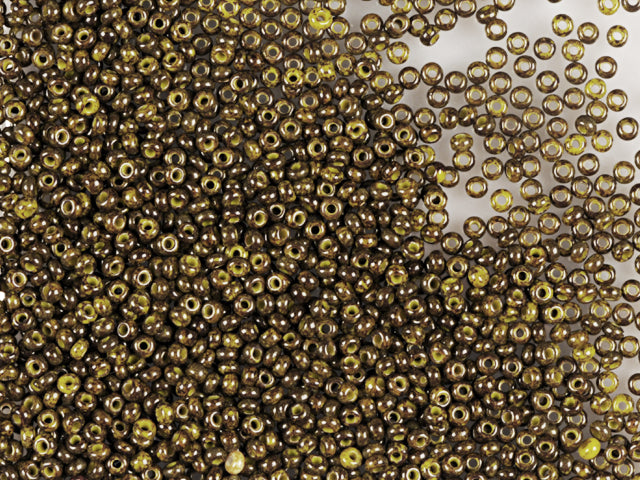 Wholesale (1kg / 500g) Preciosa Ornela Seed Beads Coated, Round Hole, Mat, Loose, Travertine On Opaque Yellow "Limon" (89110), Glass, Czech Republic, OUTLET