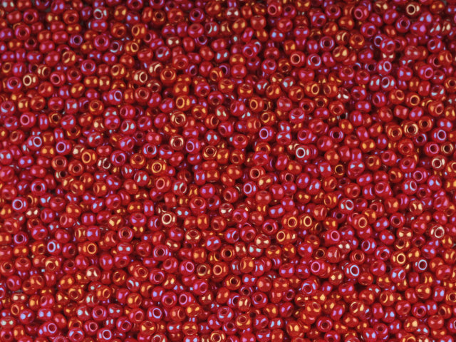 1 kg プレシオサ オルネラ シードビーズ コーティング 丸穴 ルース 不透明レッドコーラル レインボー (94210) ガラス チェコ共和国 アウトレット