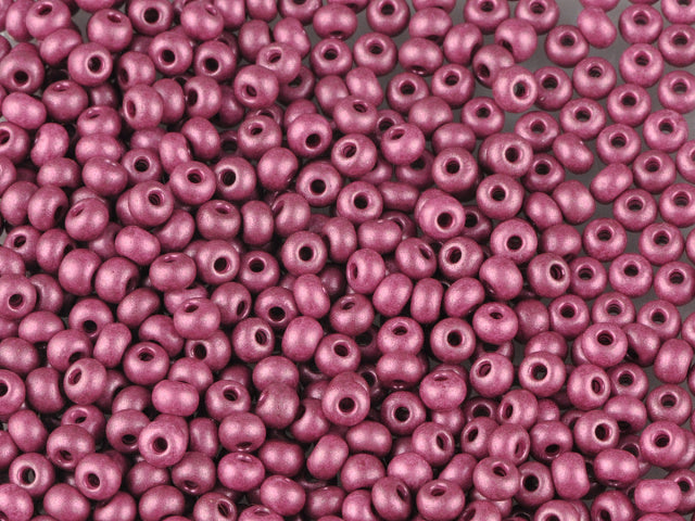 Wholesale (1kg / 500g) Preciosa Ornela Seed Beads Coated, Round Hole, Loose, Pink Metallic Dyed Chalkwhite (16797), Glass, Czech Republic, OUTLET