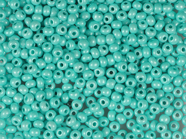 1 kg Preciosa Ornela Seed Beads Coated, Round Hole, Loose, Green Terra Pearl Dyed Chalkwhite (16958), Glass, Czech Republic, OUTLET
