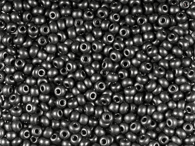 Wholesale (1kg / 500g) Preciosa Ornela Seed Beads Coated, Round Hole, Loose, Grey Pearl Dyed Black (28949), Glass, Czech Republic, OUTLET