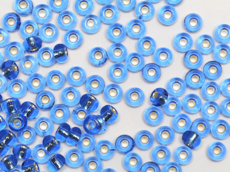1 kg プレシオサ オルネラ シードビーズ コーティング ラウンドホール ルース ライトサファイア シルバーライン (37030) ガラス チェコ共和国 アウトレット