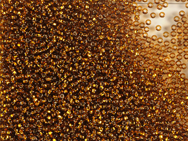 Wholesale (1kg / 500g) Preciosa Ornela Seed Beads Coated, Square Hole, Loose, Topaz, Silver Lined (17090), Glass, Czech Republic, OUTLET