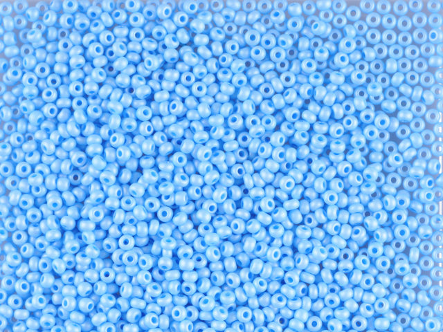 1 kg プレシオサ オルネラ シードビーズ コーティング済み、丸穴、マット、ルース、ブルー染色チョークホワイト、スフィンクス (16636)、ガラス、チェコ共和国、アウトレット