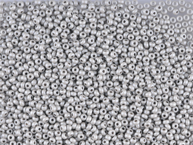 1 kg Preciosa Ornela Seed Beads Coated, Round Hole, Mat, Loose, Grey Dyed Chalkwhite, Sfinx (16649), Glass, Czech Republic, OUTLET