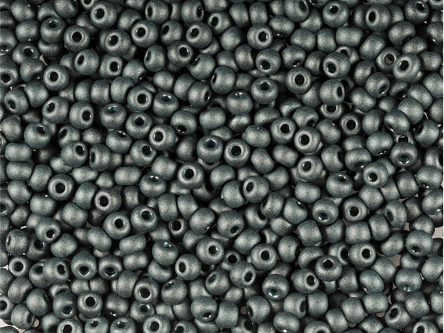 1 kg Preciosa Ornela Seed Beads Coated, Round Hole, Mat, Loose, Green Pearl Dyed Black (28958), Glass, Czech Republic, OUTLET