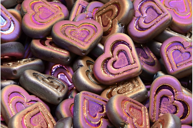 アウトレット 10グラム ハートインハートビーズ、14 x 16 mm、クリスタルマットスリペリットフル(2Xサイド)(00030-84100-29503)、ガラス、チェコ共和国