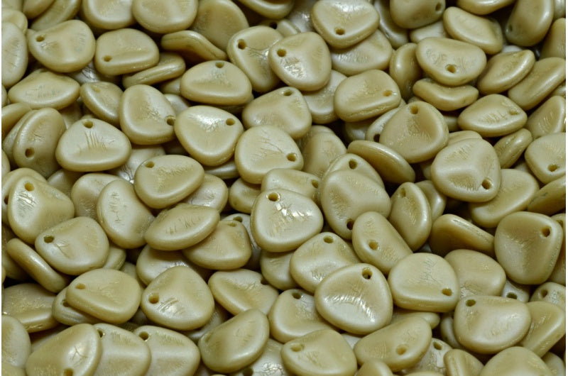 玫瑰花瓣珠,米色哑光绿色全涂层 (13020-84100-14457),玻璃,捷克共和国