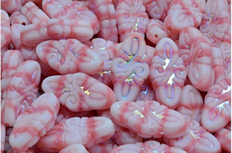 蔓藤花纹珠子,粉红色 Ab 全(2X 面)哑光 (07724-28703-84100),玻璃,捷克共和国