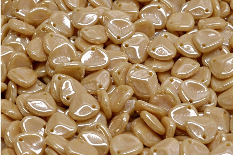 玫瑰花瓣珠,米色赤铁矿 (13020-14400),玻璃,捷克共和国