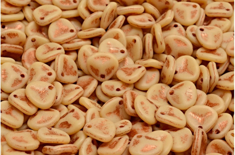 玫瑰花瓣珠,米色哑光铜内衬 (13020-84100-54319),玻璃,捷克共和国