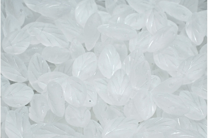 Beech Leaf Beads, Crystal Matte (00030-84100), Glass, Czech Republic