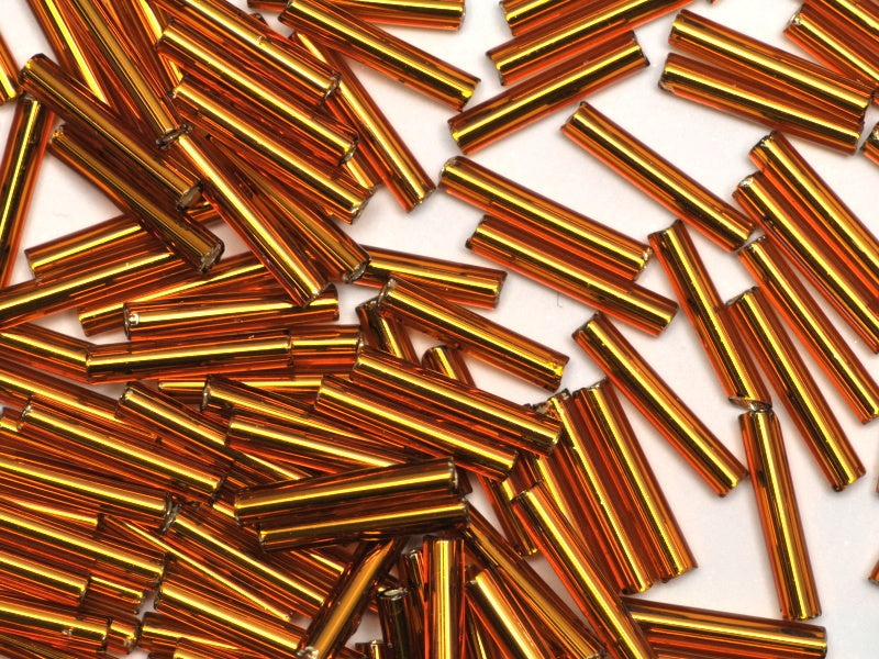 1公斤 Preciosa Ornela Bugles,圆孔,圆形表面,散装,托帕石色,银色内衬 (17090),玻璃,捷克共和国,特价