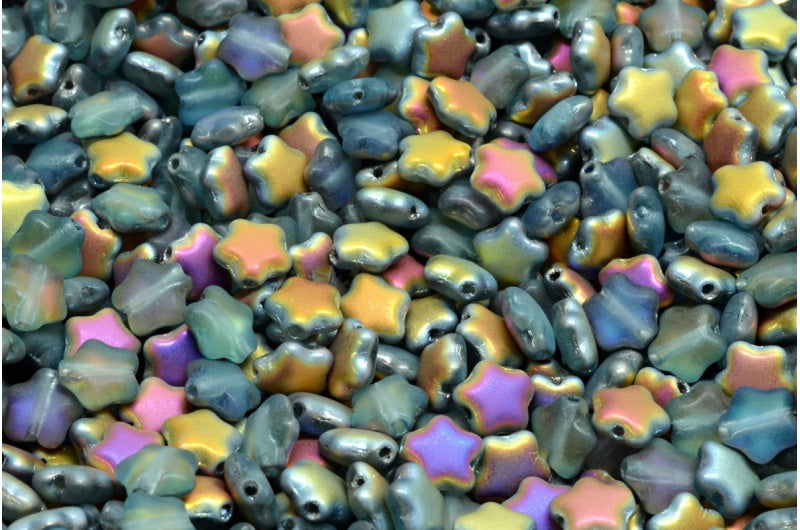 フラットスタービーズ、透明アクアマットジェットボルケーノ(60000-84100-28001)、ガラス、チェコ共和国