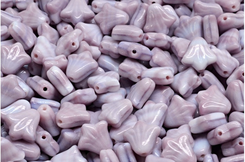 OUTLET 10 grams Lily Flower Beads, 9 x 9 mm, Mixed White Lavender (07224), Glass, Czech Republic