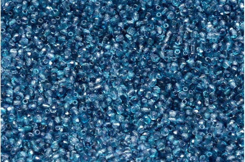 Fire Polished Faceted Beads Round, Crystal Blue Dark Blue (00030-48003), Bohemia Crystal Glass, Czech Republic