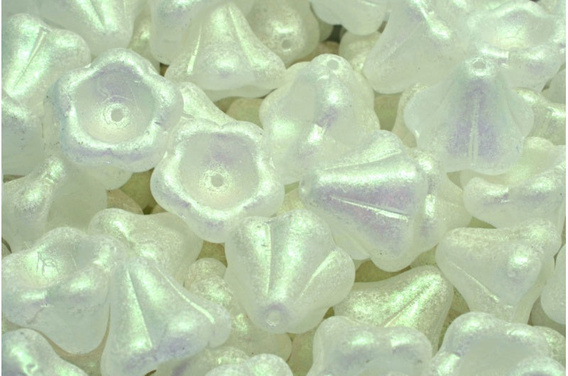 Bell Flower Beads, Crystal Green Purple Shade (00030-79303), Glass, Czech Republic